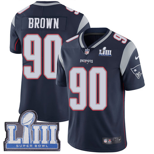 Nike Patriots #90 Malcom Brown Navy Blue Team Color Super Bowl LIII Bound Youth Stitched NFL Vapor Untouchable Limited Jersey