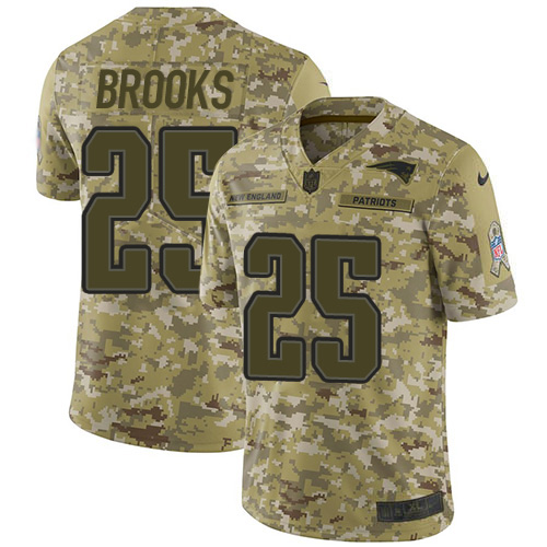 Nike Patriots #25 Terrence Brooks Camo Youth Stitched NFL Limited 2018 Salute to Service Jersey