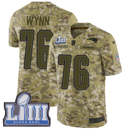 Nike Patriots #76 Isaiah Wynn Camo Super Bowl LIII Bound Youth Stitched NFL Limited 2018 Salute to Service Jersey