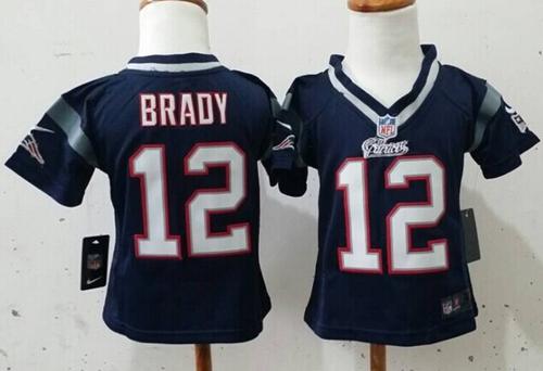 Toddler Nike Patriots #12 Tom Brady Navy Blue Team Color Stitched NFL Elite Jersey