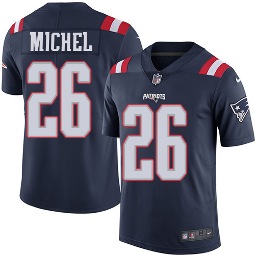 Nike Patriots #26 Sony Michel Navy Blue Youth Stitched NFL Limited Rush Jersey
