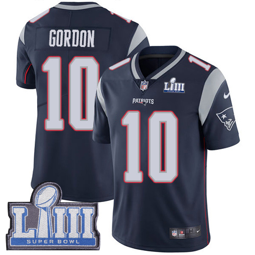 Nike Patriots #10 Josh Gordon Navy Blue Team Color Super Bowl LIII Bound Youth Stitched NFL Vapor Untouchable Limited Jersey