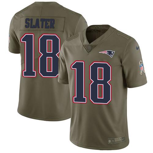 Nike Patriots #18 Matt Slater Olive Youth Stitched NFL Limited 2017 Salute to Service Jersey