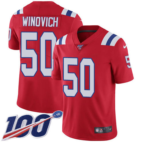 Nike Patriots #50 Chase Winovich Red Alternate Youth Stitched NFL 100th Season Vapor Untouchable Limited Jersey