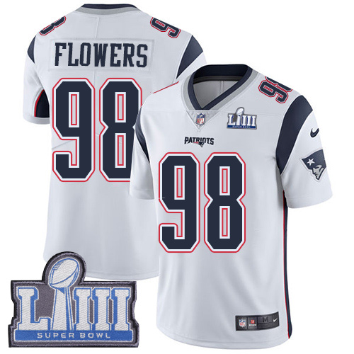 Nike Patriots #98 Trey Flowers White Super Bowl LIII Bound Youth Stitched NFL Vapor Untouchable Limited Jersey