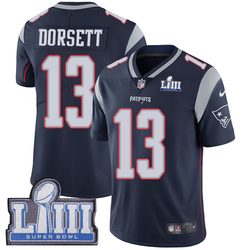 Nike Patriots #13 Phillip Dorsett Navy Blue Team Color Super Bowl LIII Bound Youth Stitched NFL Vapor Untouchable Limited Jersey