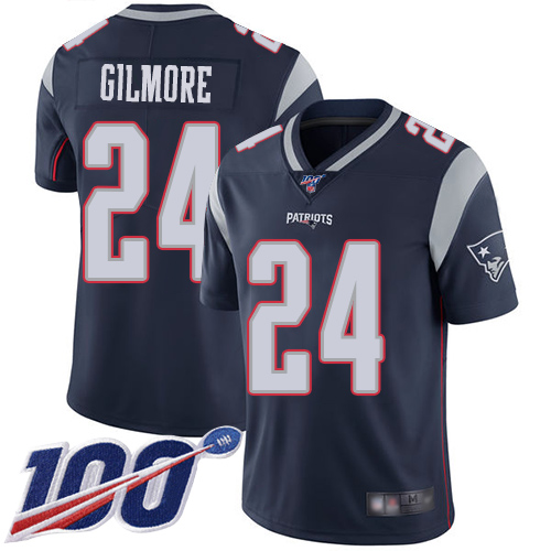 Nike Patriots #24 Stephon Gilmore Navy Blue Team Color Youth Stitched NFL 100th Season Vapor Limited Jersey