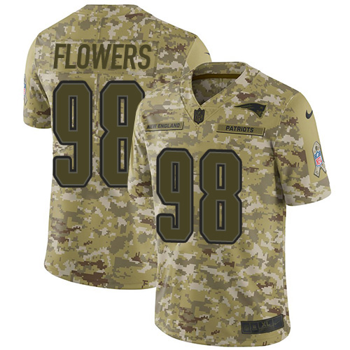 Nike Patriots #98 Trey Flowers Camo Youth Stitched NFL Limited 2018 Salute to Service Jersey