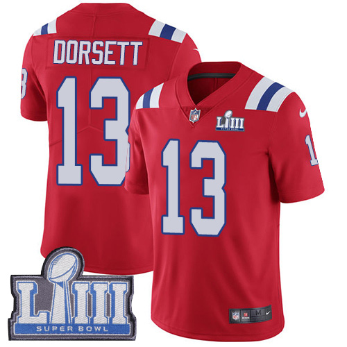 Nike Patriots #13 Phillip Dorsett Red Alternate Super Bowl LIII Bound Youth Stitched NFL Vapor Untouchable Limited Jersey