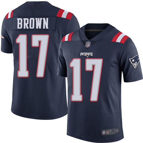 Nike Patriots #17 Antonio Brown Navy Blue Youth Stitched NFL Limited Rush Jersey