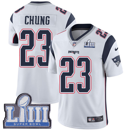 Nike Patriots #23 Patrick Chung White Super Bowl LIII Bound Youth Stitched NFL Vapor Untouchable Limited Jersey