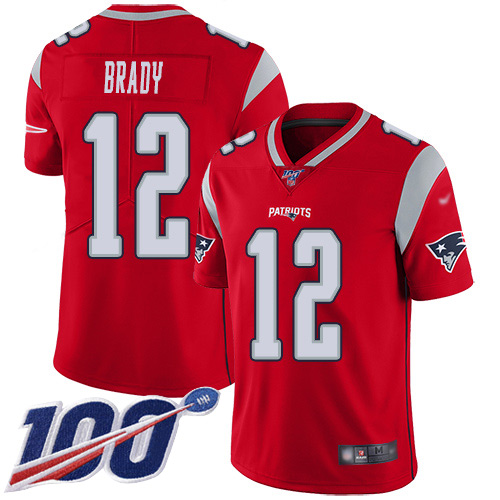 Nike Patriots #12 Tom Brady Red Youth Stitched NFL Limited Inverted Legend 100th Season Jersey