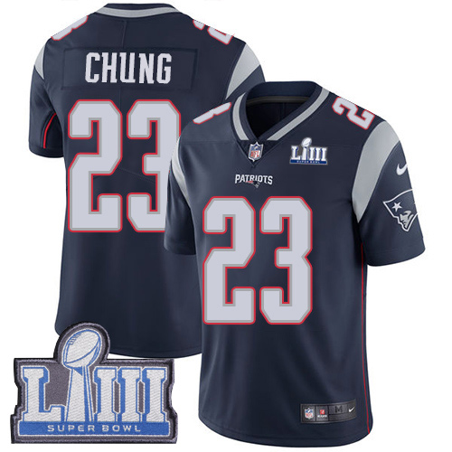 Nike Patriots #23 Patrick Chung Navy Blue Team Color Super Bowl LIII Bound Youth Stitched NFL Vapor Untouchable Limited Jersey