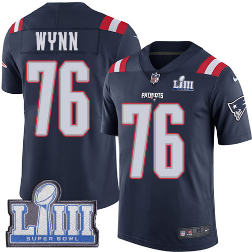 Nike Patriots #76 Isaiah Wynn Navy Blue Super Bowl LIII Bound Youth Stitched NFL Limited Rush Jersey