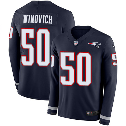 Nike Patriots #50 Chase Winovich Navy Blue Team Color Youth Stitched NFL Limited Therma Long Sleeve Jersey