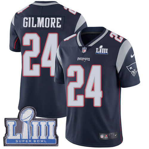 Nike Patriots #24 Stephon Gilmore Navy Blue Team Color Super Bowl LIII Bound Youth Stitched NFL Vapor Untouchable Limited Jersey
