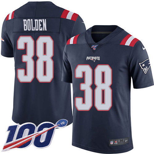 Nike Patriots #38 Brandon Bolden Navy Blue Youth Stitched NFL Limited Rush 100th Season Jersey