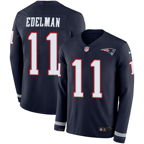 Nike Patriots #11 Julian Edelman Navy Blue Team Color Youth Stitched NFL Limited Therma Long Sleeve Jersey