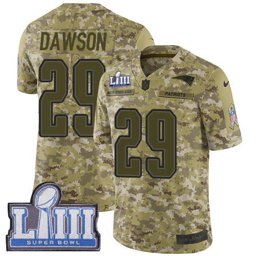 Nike Patriots #29 Duke Dawson Camo Super Bowl LIII Bound Youth Stitched NFL Limited 2018 Salute to Service Jersey