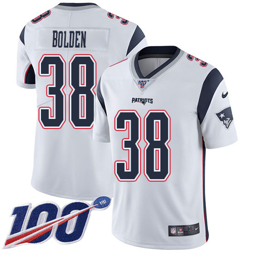 Nike Patriots #38 Brandon Bolden White Youth Stitched NFL 100th Season Vapor Untouchable Limited Jersey