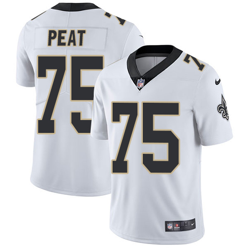 Nike Saints #75 Andrus Peat White Youth Stitched NFL Vapor Untouchable Limited Jersey