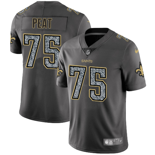 Nike Saints #75 Andrus Peat Gray Static Youth Stitched NFL Vapor Untouchable Limited Jersey