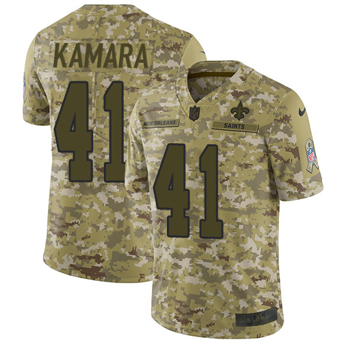 Nike Saints #41 Alvin Kamara Camo Youth Stitched NFL Limited 2018 Salute to Service Jersey