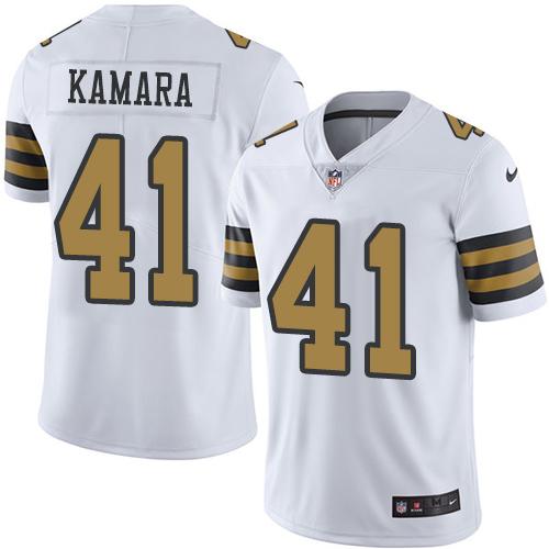 Nike Saints #41 Alvin Kamara White Youth Stitched NFL Limited Rush Jersey