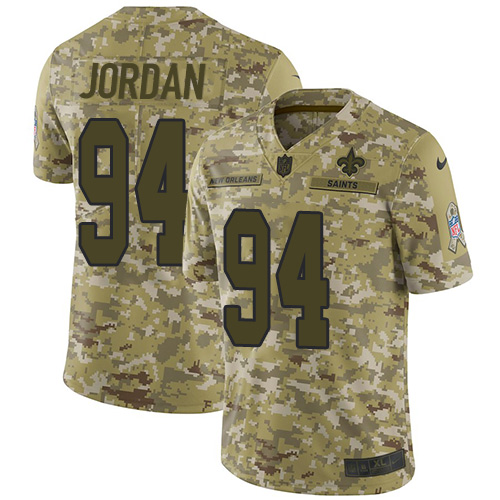 Nike Saints #94 Cameron Jordan Camo Youth Stitched NFL Limited 2018 Salute to Service Jersey