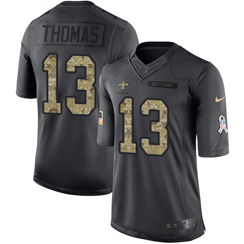 Nike Saints #13 Michael Thomas Black Youth Stitched NFL Limited 2016 Salute to Service Jersey