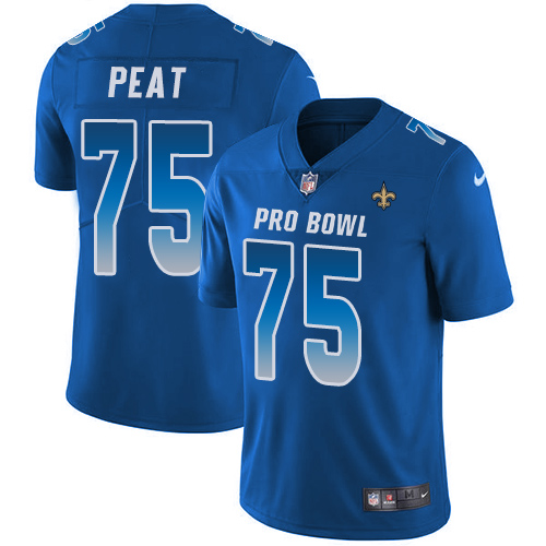 Nike Saints #75 Andrus Peat Royal Youth Stitched NFL Limited NFC 2019 Pro Bowl Jersey