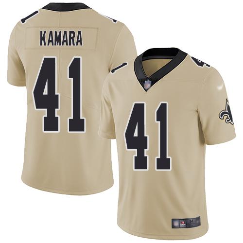 Nike Saints #41 Alvin Kamara Gold Youth Stitched NFL Limited Inverted Legend Jersey