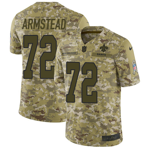 Nike Saints #72 Terron Armstead Camo Youth Stitched NFL Limited 2018 Salute to Service Jersey