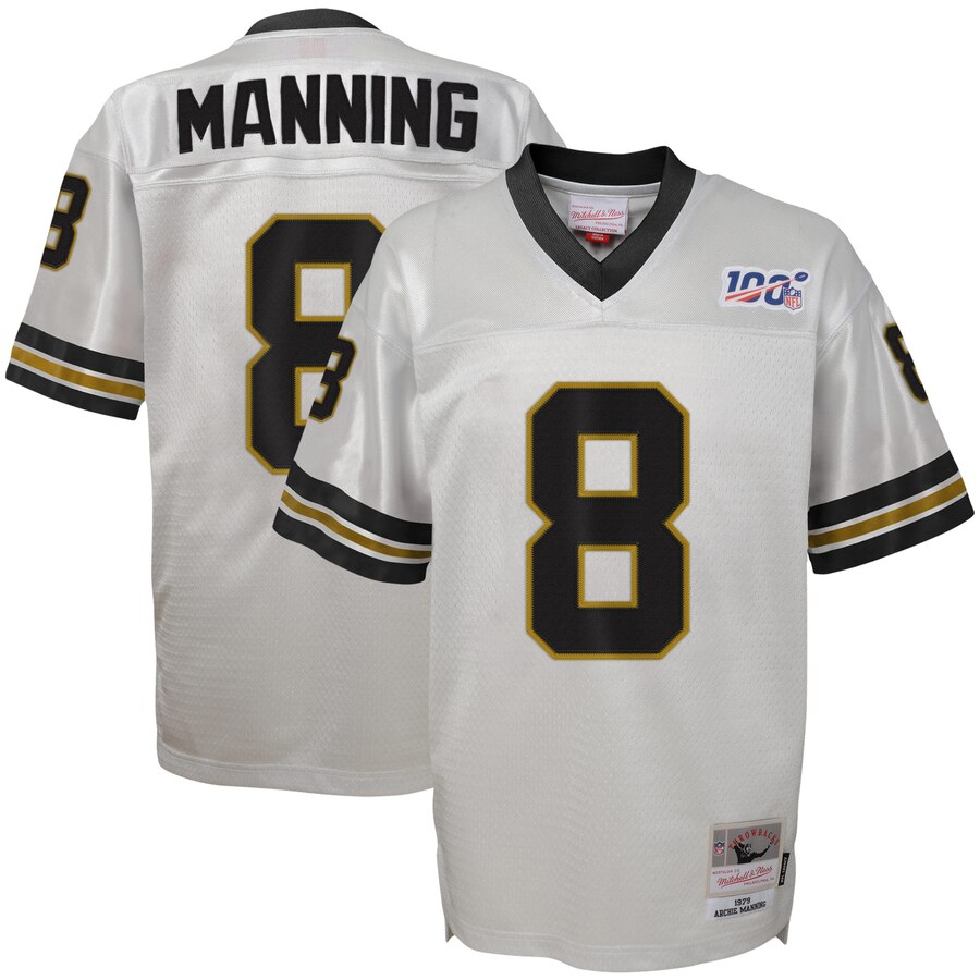 Youth New Orleans Saints #8 Archie Manning Mitchell & Ness Platinum NFL 100 Retired Player Legacy Jersey
