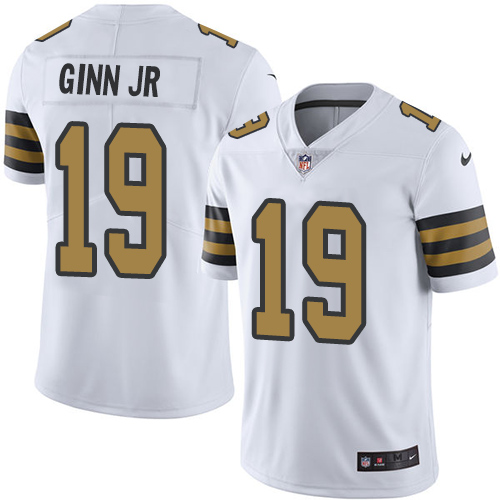 Nike Saints #19 Ted Ginn Jr White Youth Stitched NFL Limited Rush Jersey