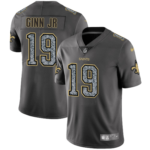 Nike Saints #19 Ted Ginn Jr Gray Static Youth Stitched NFL Vapor Untouchable Limited Jersey