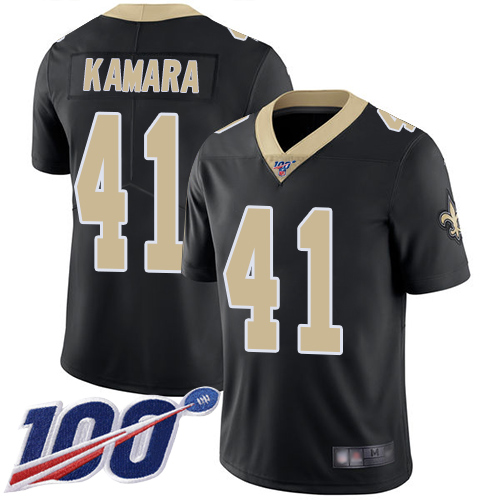 Nike Saints #41 Alvin Kamara Black Team Color Youth Stitched NFL 100th Season Vapor Limited Jersey