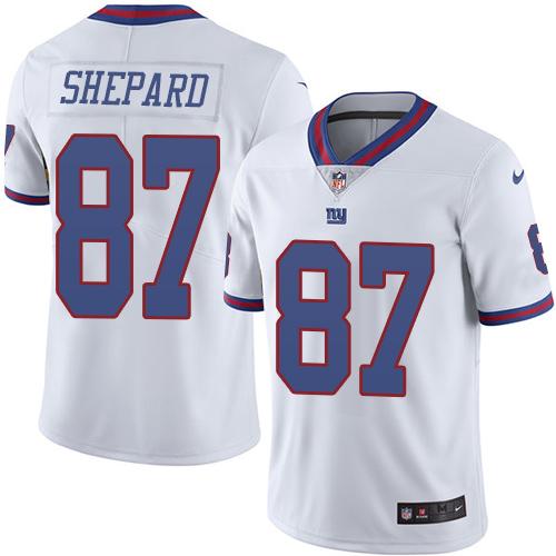 Nike Giants #87 Sterling Shepard White Youth Stitched NFL Limited Rush Jersey