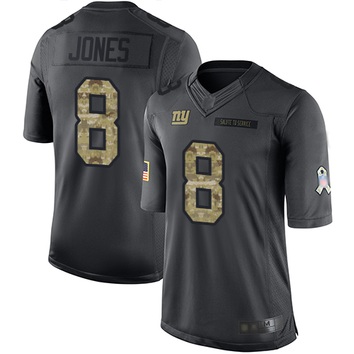 Nike Giants #8 Daniel Jones Black Youth Stitched NFL Limited 2016 Salute to Service Jersey