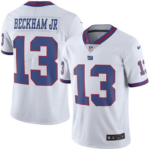Nike Giants #13 Odell Beckham Jr White Youth Stitched NFL Limited Rush Jersey