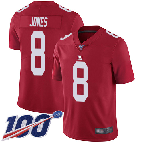 Nike Giants #8 Daniel Jones Red Youth Stitched NFL Limited Inverted Legend 100th Season Jersey