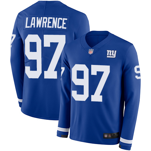 Nike Giants #97 Dexter Lawrence Royal Blue Team Color Youth Stitched NFL Limited Therma Long Sleeve Jersey