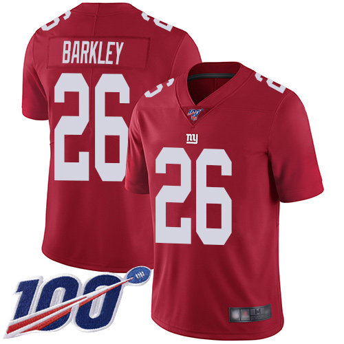 Nike Giants #26 Saquon Barkley Red Youth Stitched NFL Limited Inverted Legend 100th Season Jersey