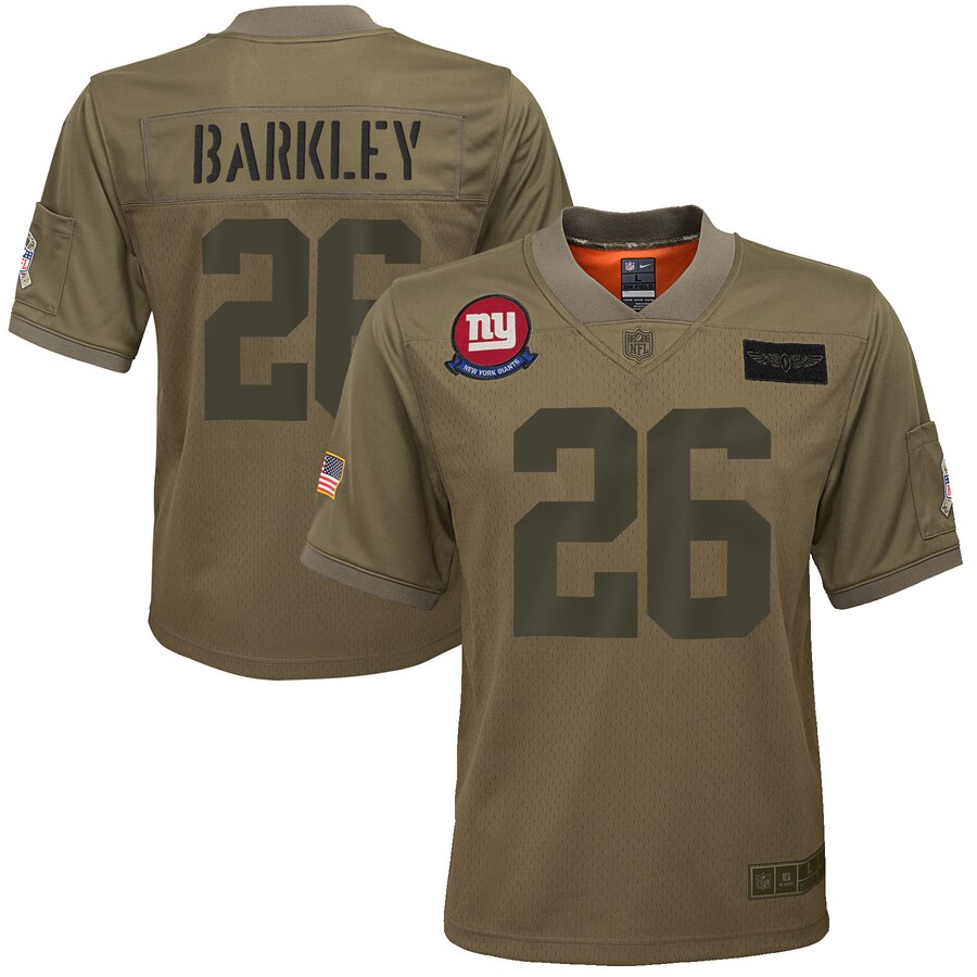 Youth New York Giants #26 Saquon Barkley Nike Camo 2019 Salute to Service Game Jersey