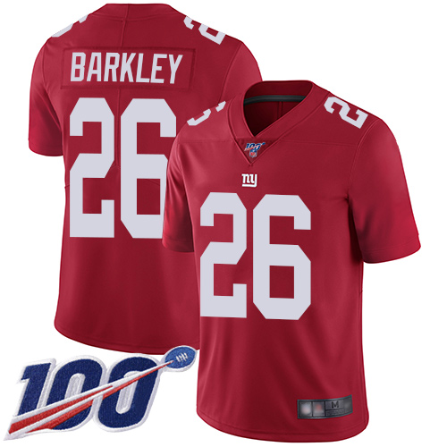 Nike Giants #26 Saquon Barkley Red Alternate Youth Stitched NFL 100th Season Vapor Limited Jersey