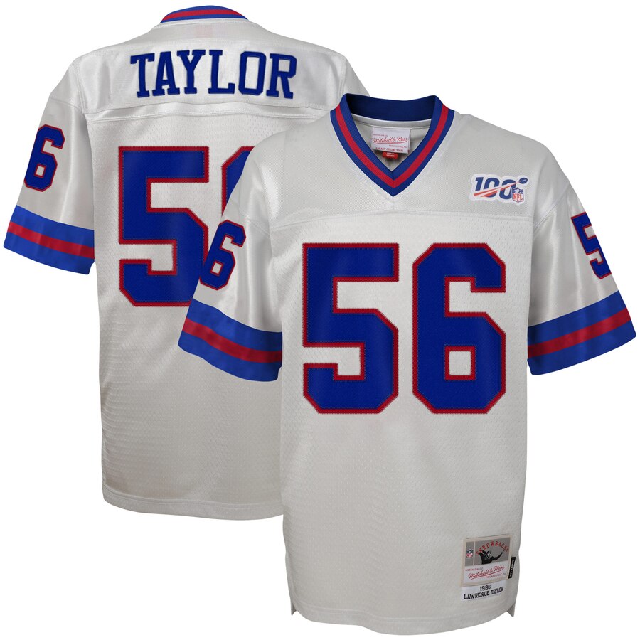 Youth New York Giants #56 Lawrence Taylor Mitchell & Ness Platinum NFL 100 Retired Player Legacy Jersey