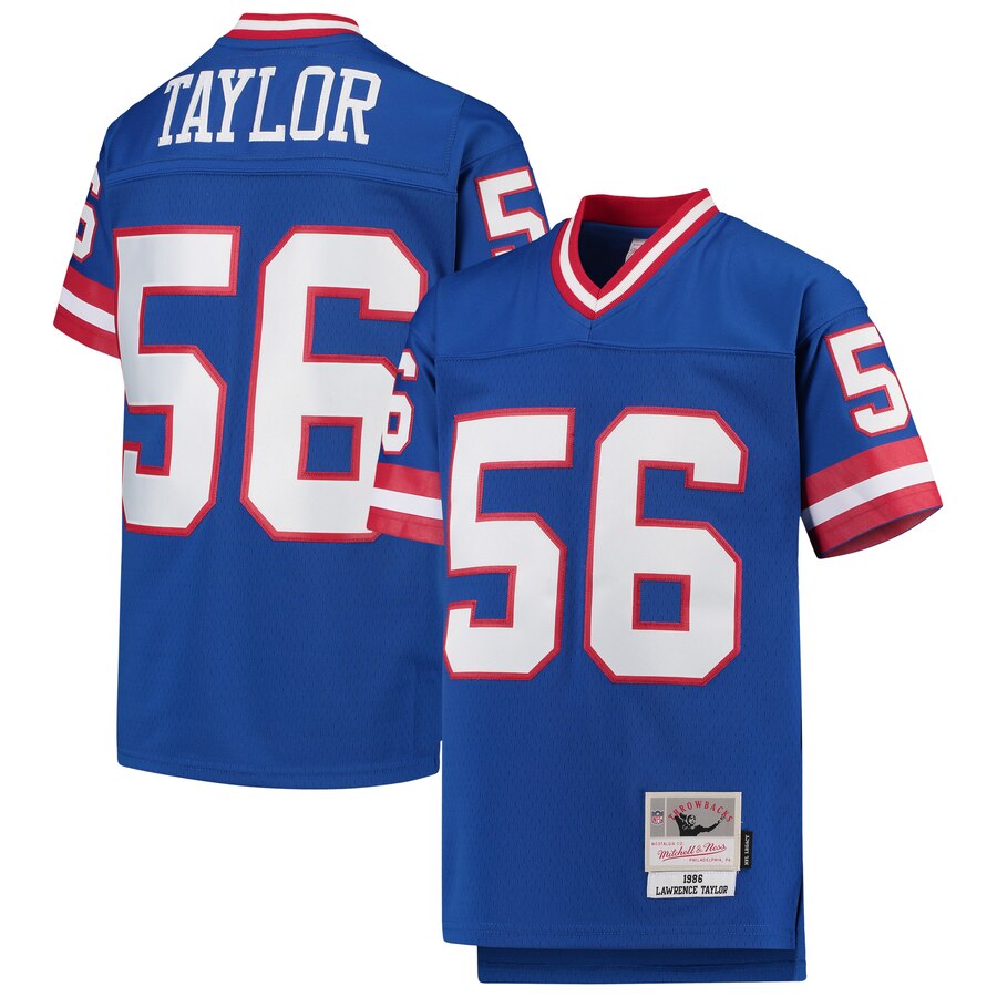 Youth New York Giants #56 Lawrence Taylor Mitchell & Ness Royal 1986 Legacy Retired Player Jersey