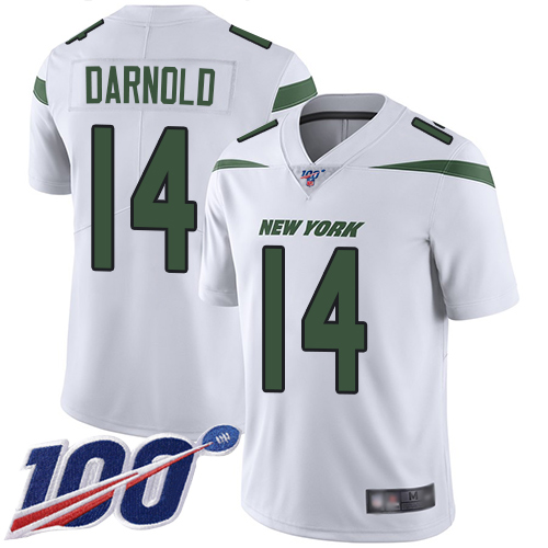Nike Jets #14 Sam Darnold White Youth Stitched NFL 100th Season Vapor Limited Jersey