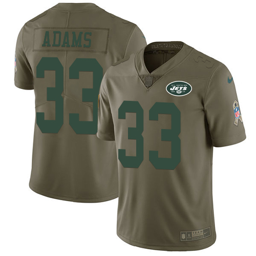 Nike Jets #33 Jamal Adams Olive Youth Stitched NFL Limited 2017 Salute to Service Jersey