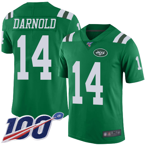 Nike Jets #14 Sam Darnold Green Youth Stitched NFL Limited Rush 100th Season Jersey